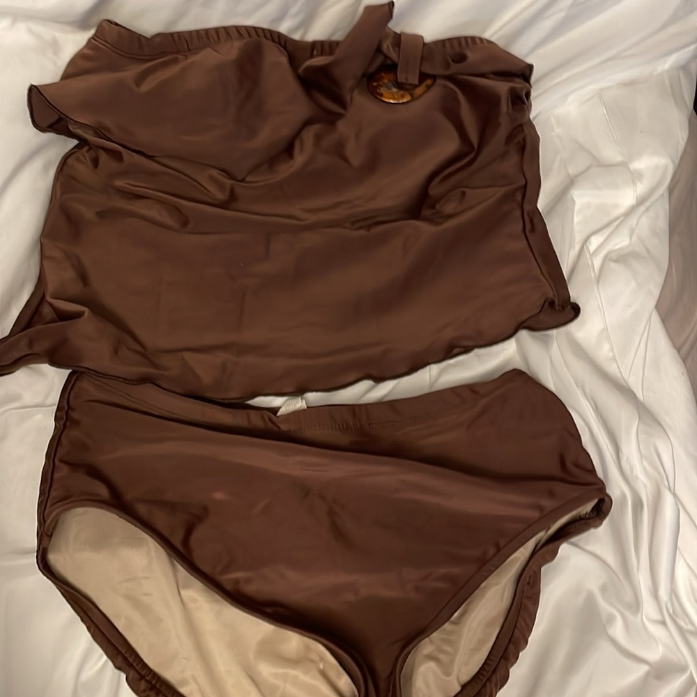 Brown strapless bikini
